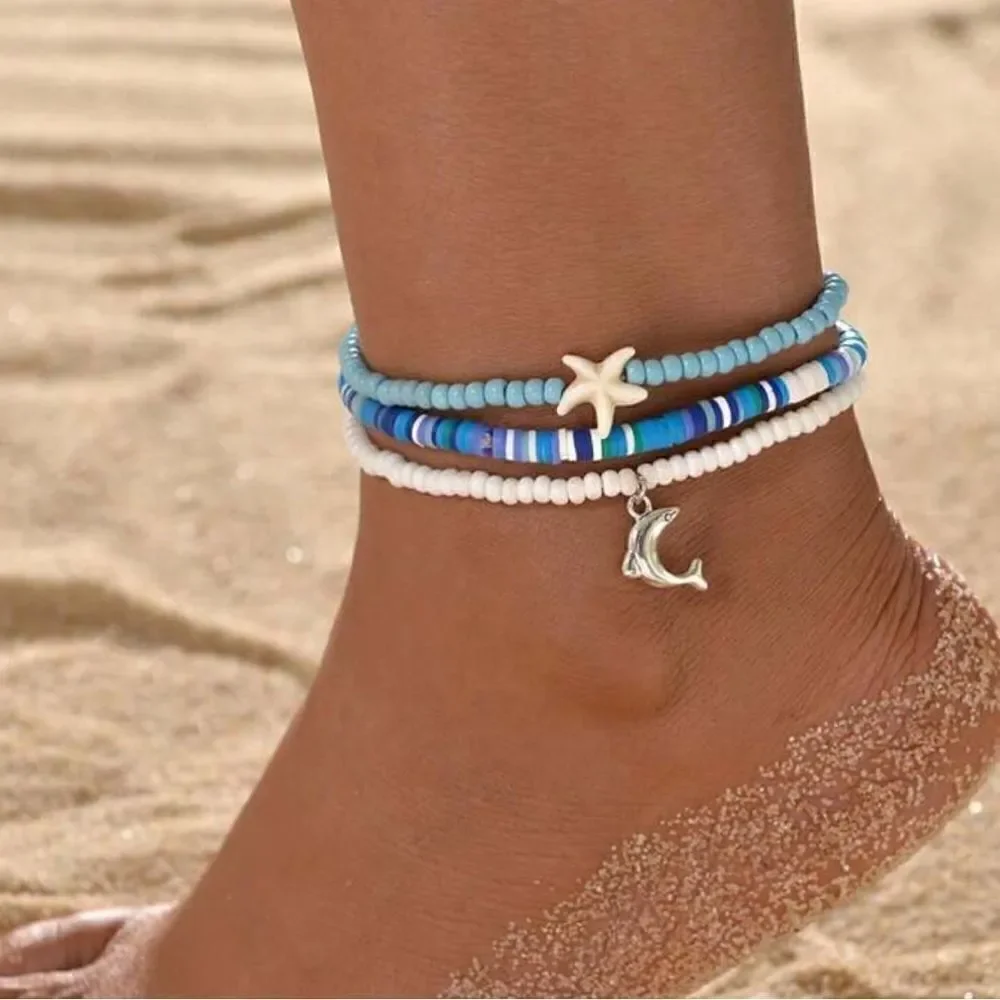 beaded boho anklet A577